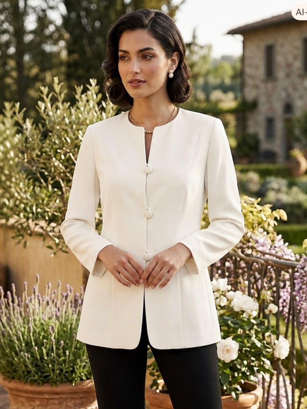 Vintage Jones New York Collarless Ivory Lined Blazer Jacket Size 16